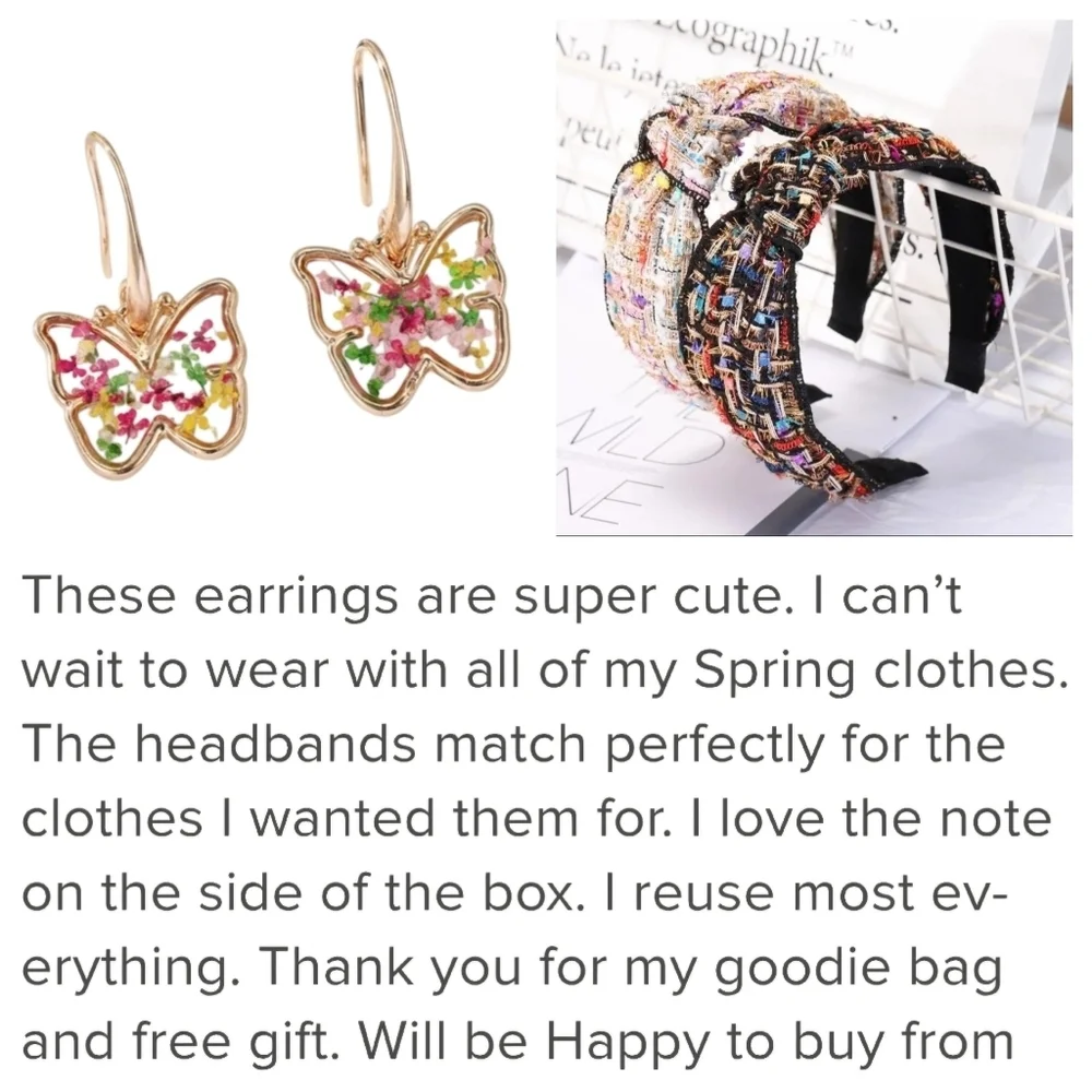 Butterfly Dried Flower Pendant Earrings